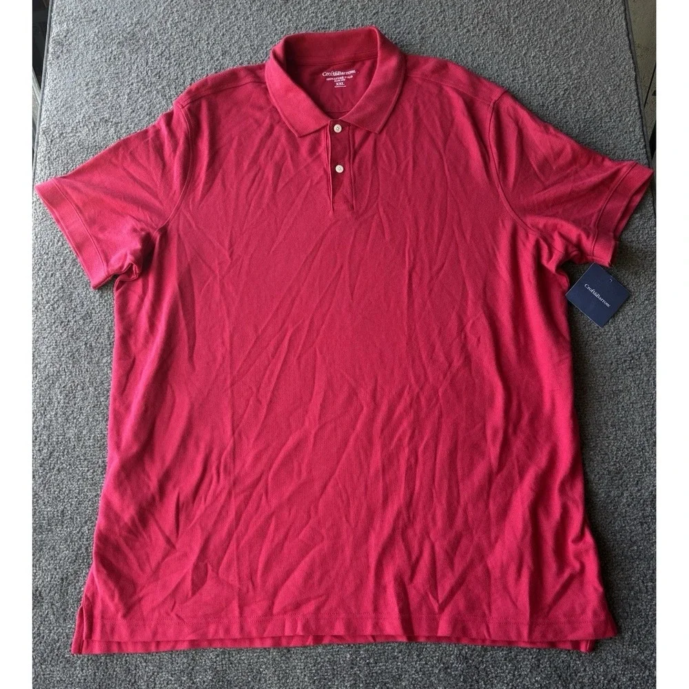 Croft & Barrow Easy Care Pique Polo Men's Size XXL Tall Red 100% Cotton - Picture 1 of 7
